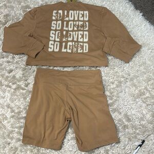 Feathers So Loved 2-Piece Biker Short Set